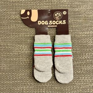Striped Gray Non-Slip Dog Socks